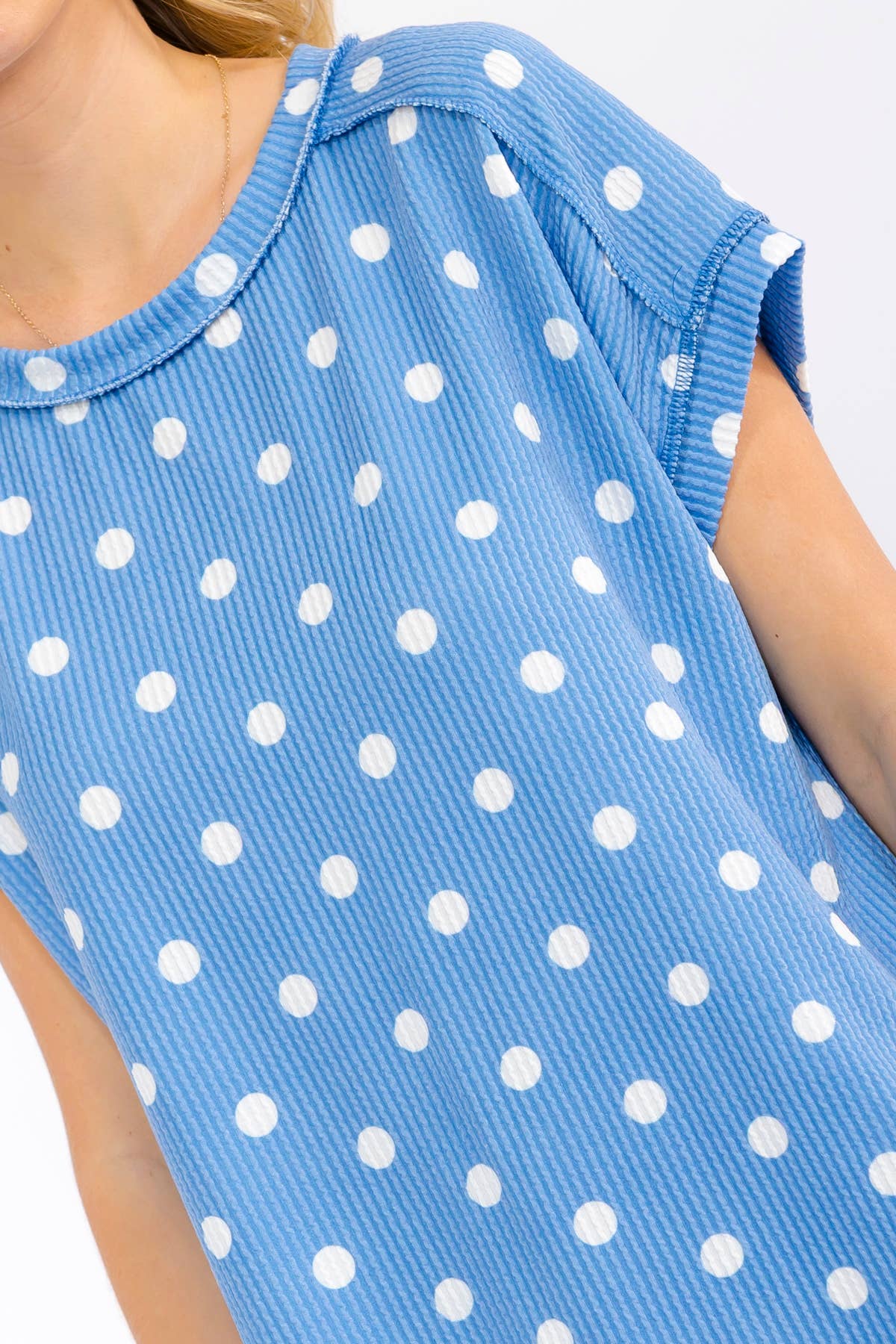 Polka Dot Ribbed Top