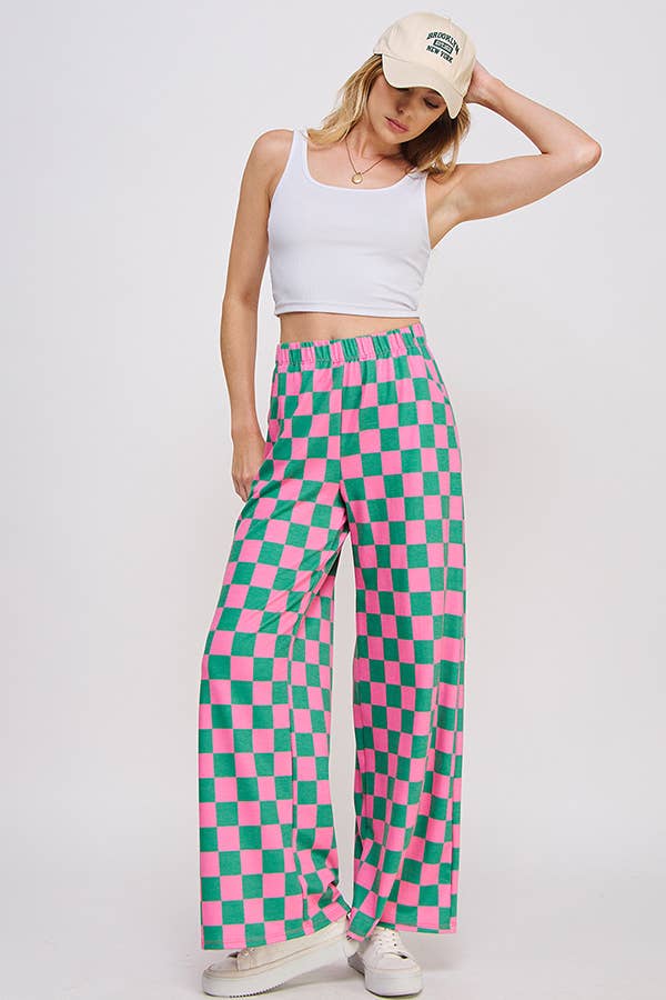 High Waist Checker Board Pants