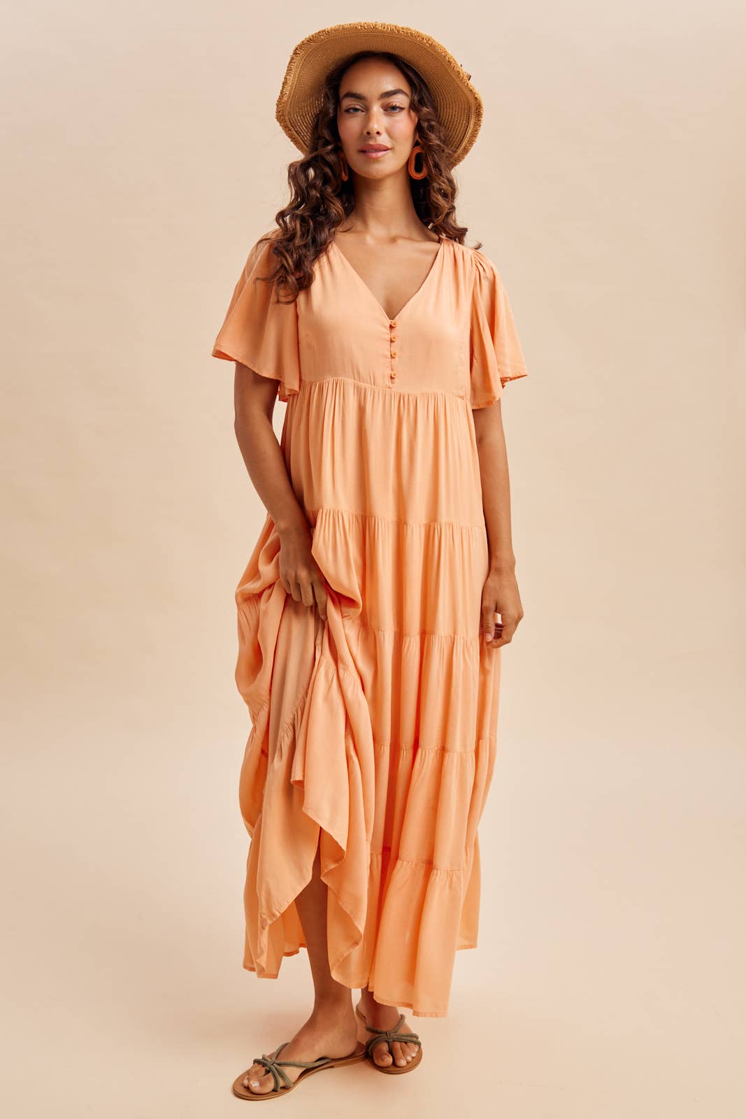 Apricot Flowy Maxi Dress