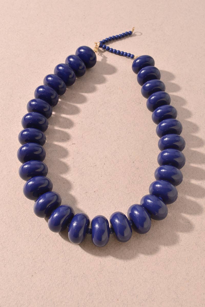Chunky Marbled Resin Disc Beaded Necklace