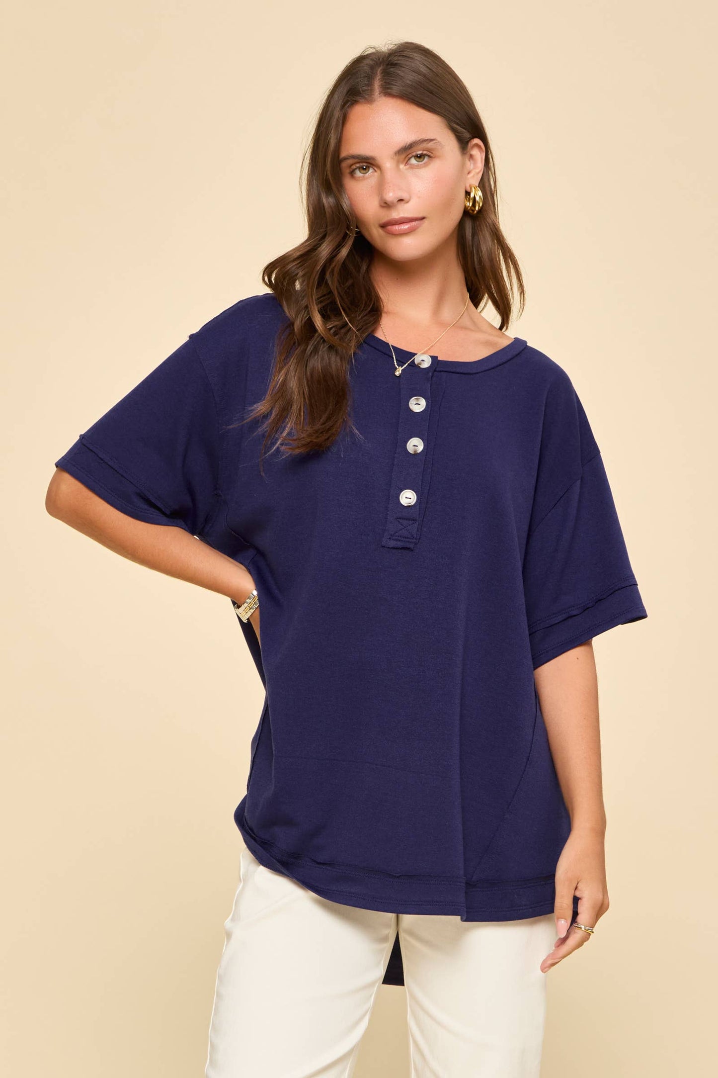 Textured Terry Knit Top
