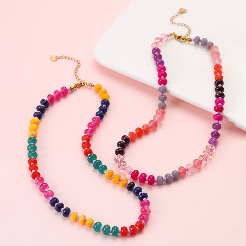 Stone Glass Bead Necklace