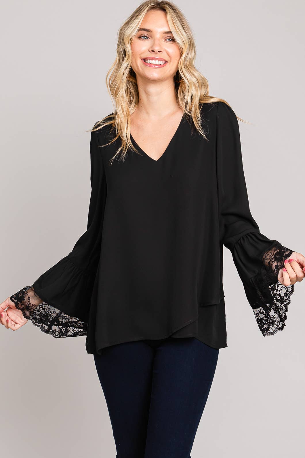 Lace Detail Long Sleeve Top