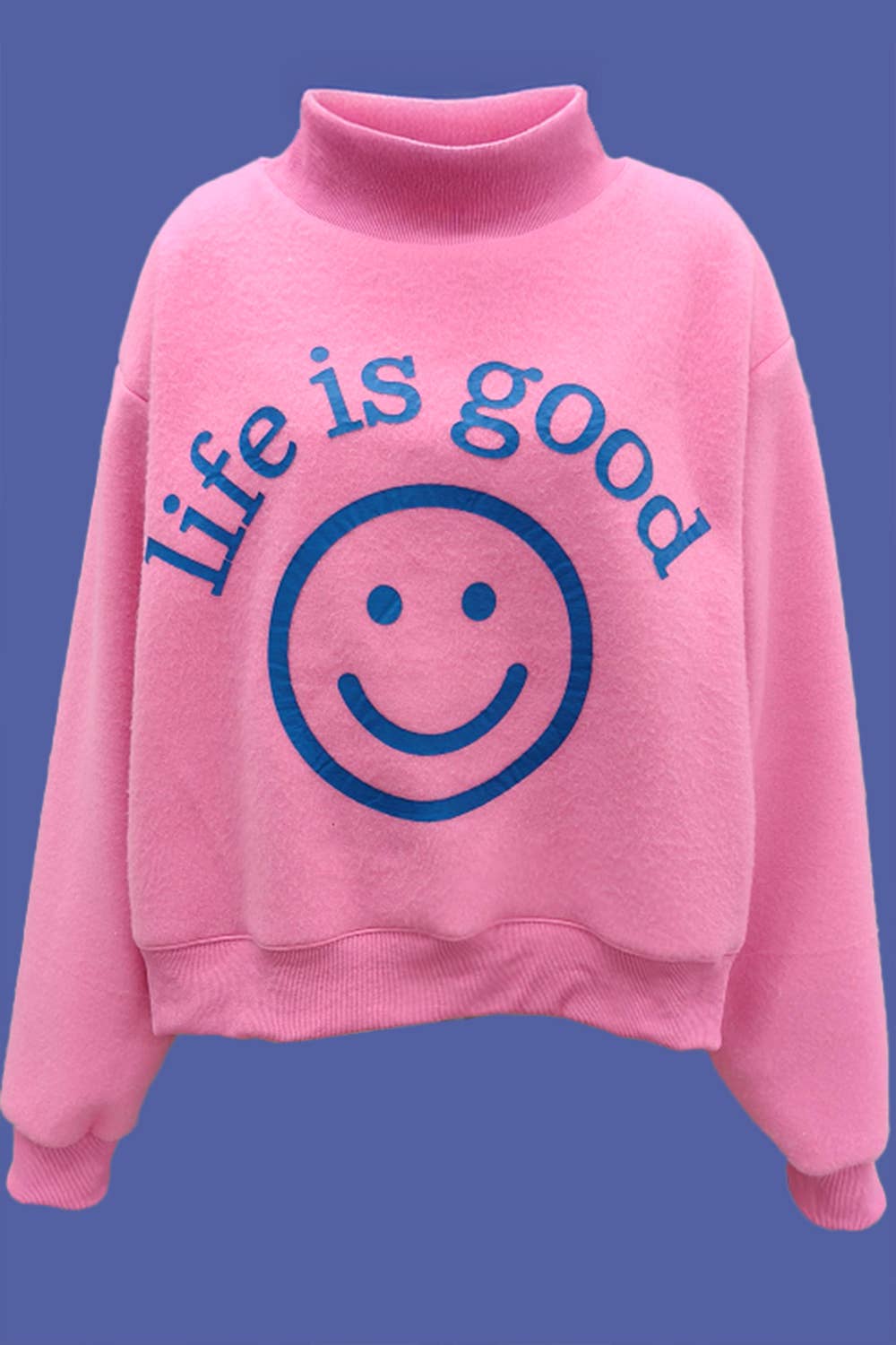 You Are Exactly Where You Need To Be/Life Is Good Reversible Graphic Mock-Neck Crop Sweatshirt