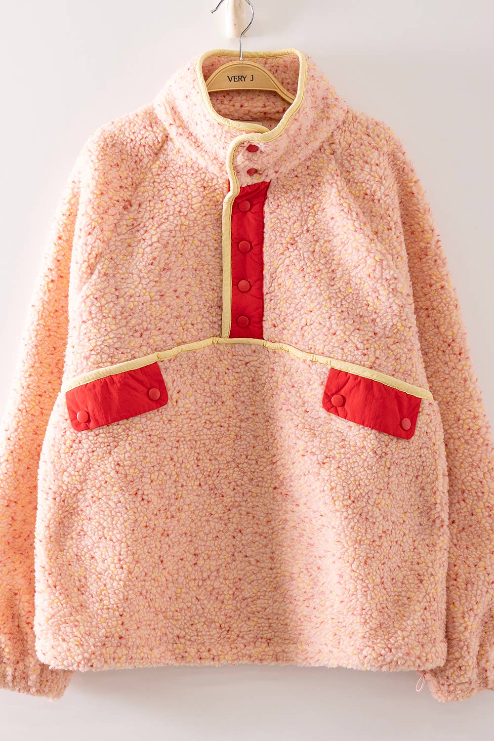 Contrast Trim Fleece Anorak Pullover