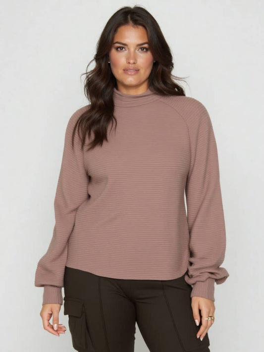 Mock Neck Textured Knit Top