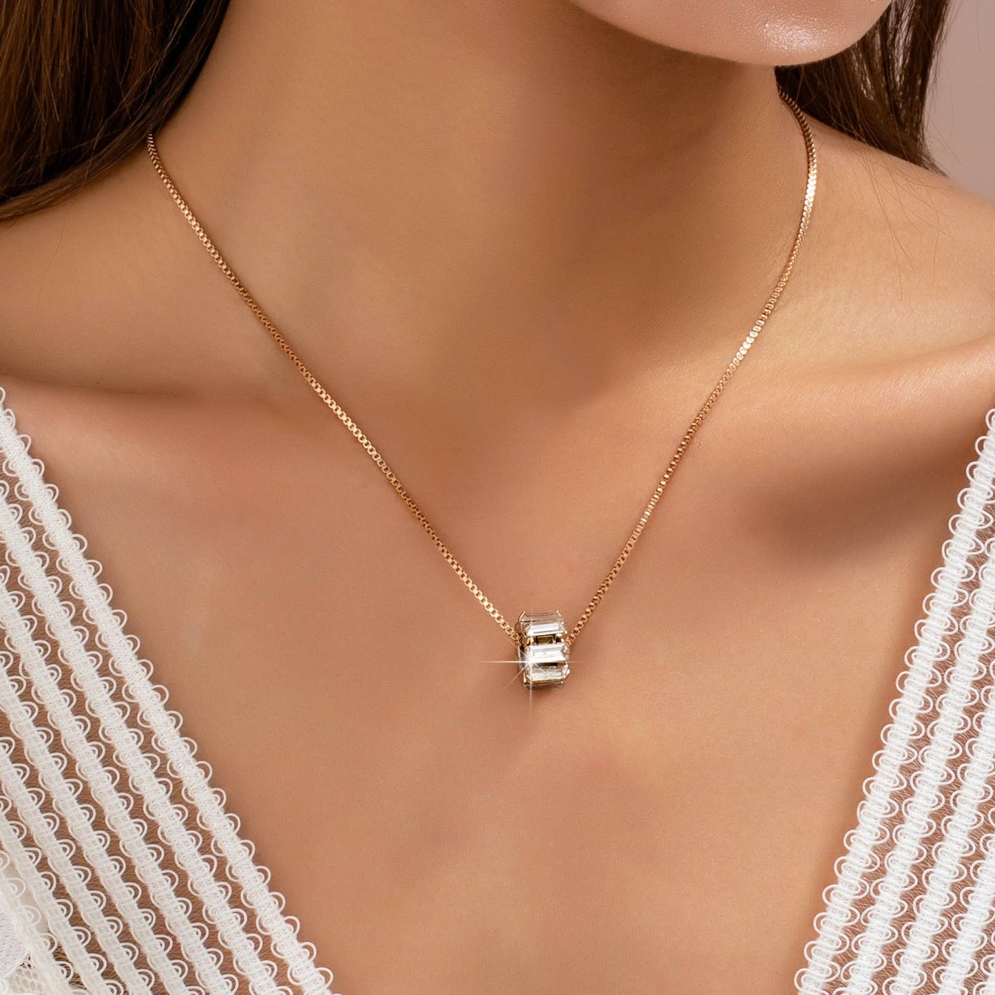 Crystal Barrel Pendant Necklace