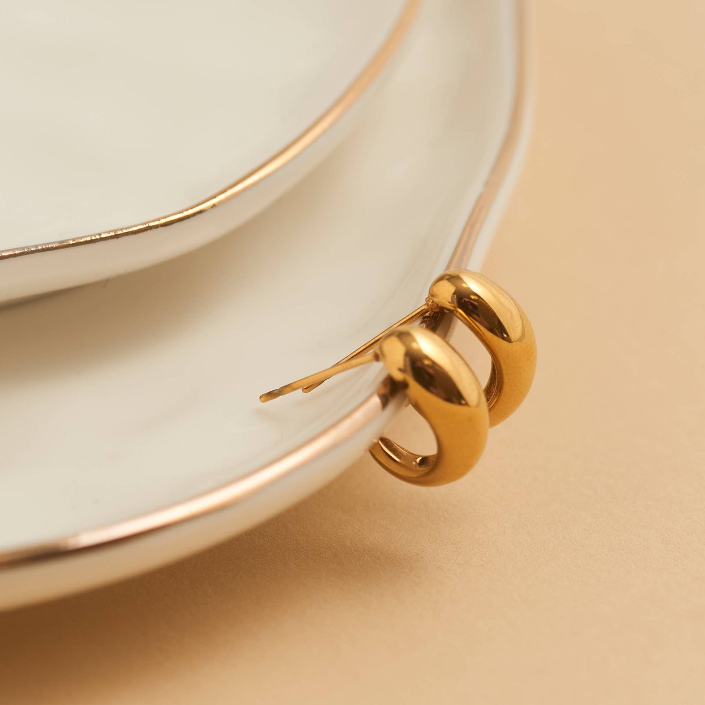 Waterproof Earrings Half Loop Hoop in Gold & Stainless Steel