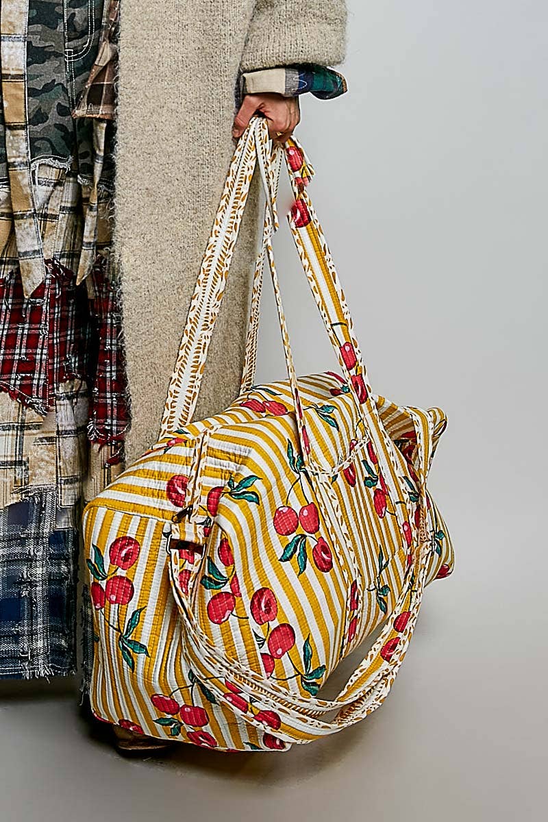 Front Pocket Quilted Adjustable Strap Duffel Bag