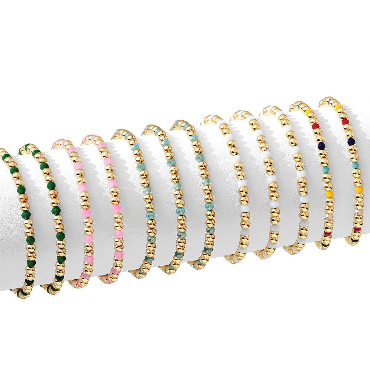 Bead & Crystal Stretch Bracelet -Assorted 4mm