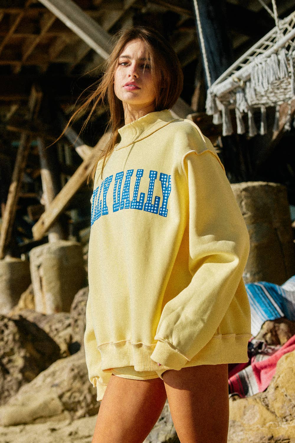 Dilly Dally / Lolly Gag Reversible Mock Neck Sweatshirt