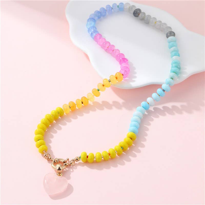 Natural Stone Heart Necklace