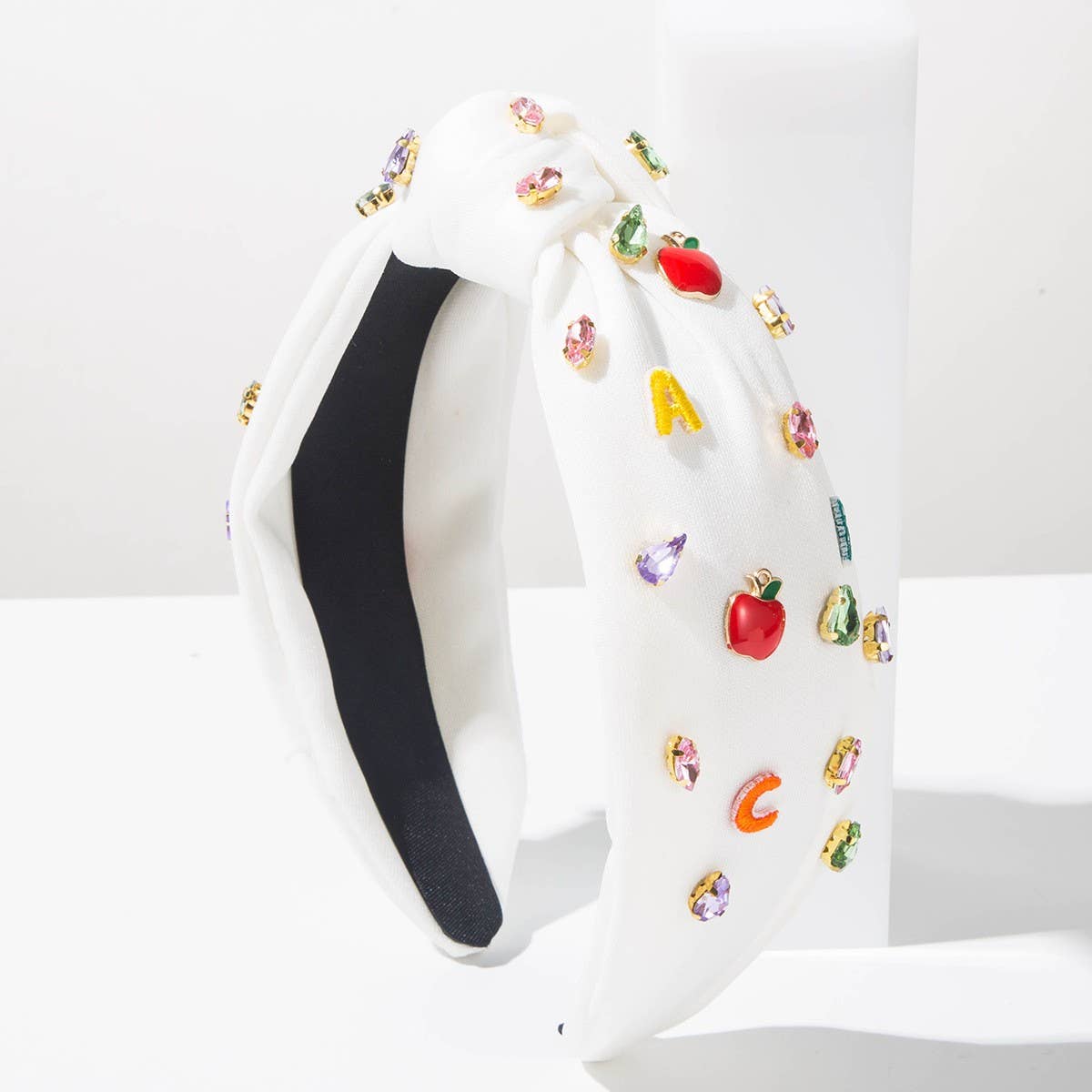 Alphabet Rhinestone Embellished Knotted Headband