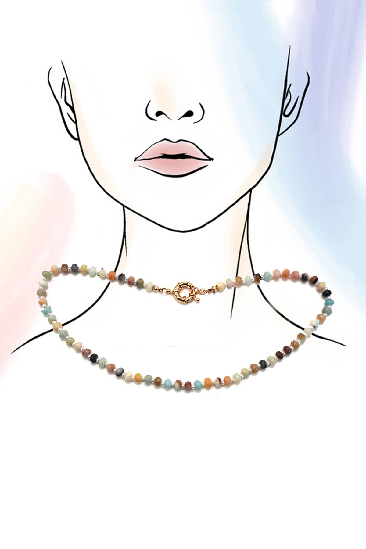 Natural Stone Multi Bead Necklace