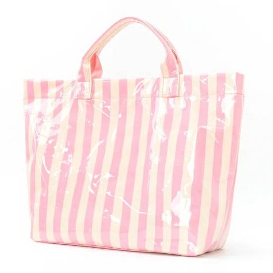 Striped Vinyl Tote Bag