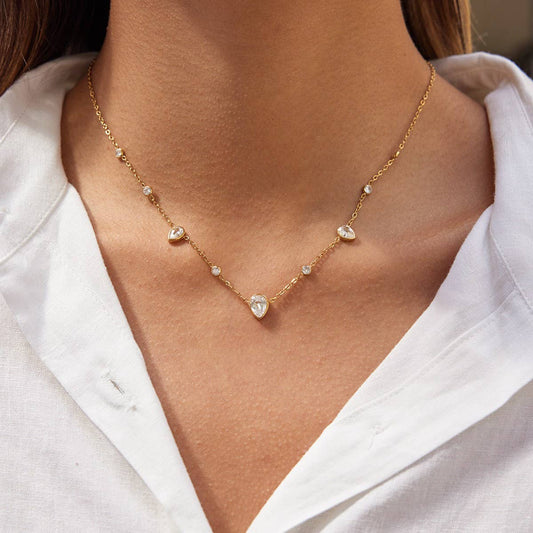 Waterproof Pear Crystal Necklace