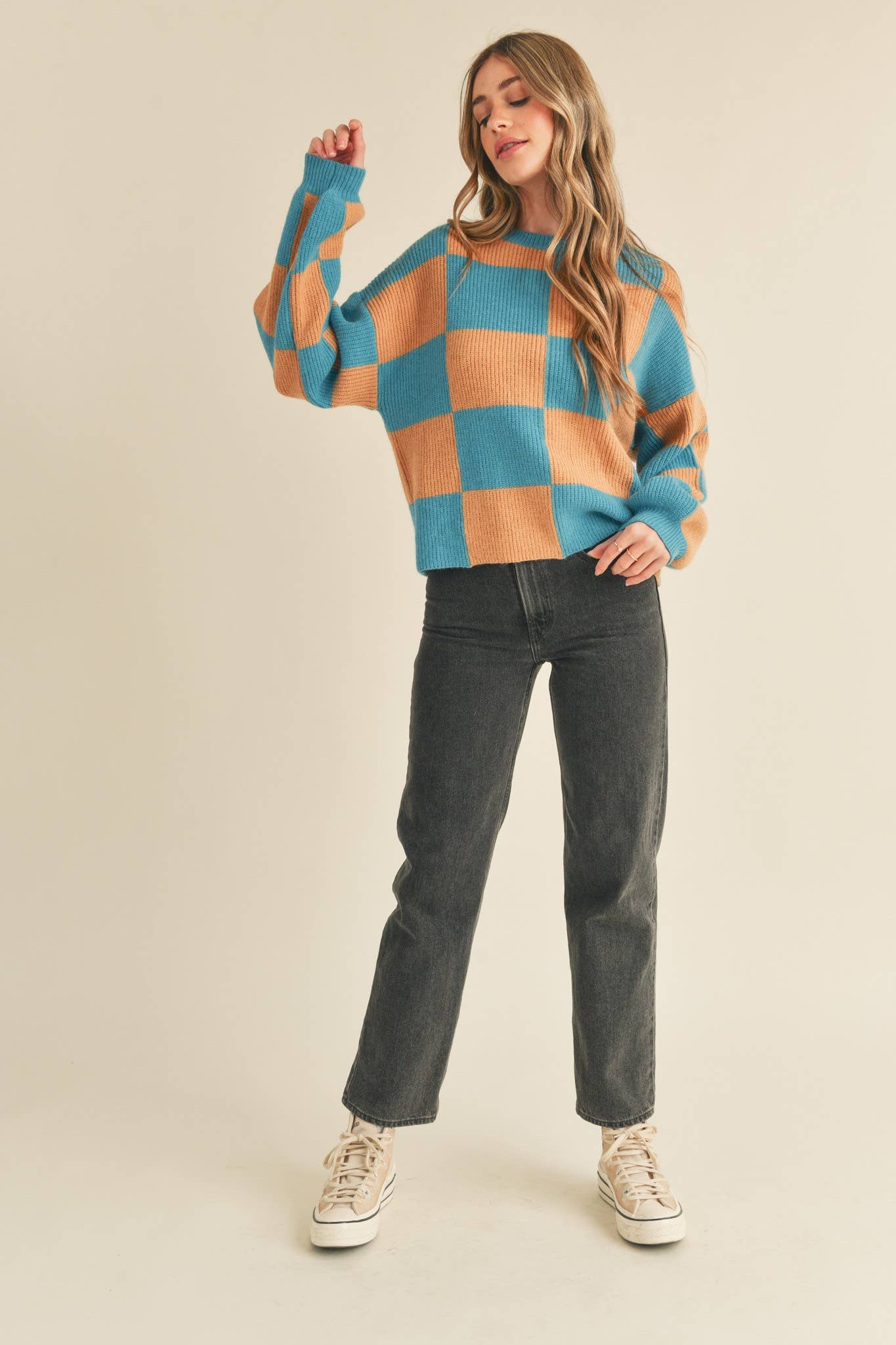Pink & Yellow Checker Sweater