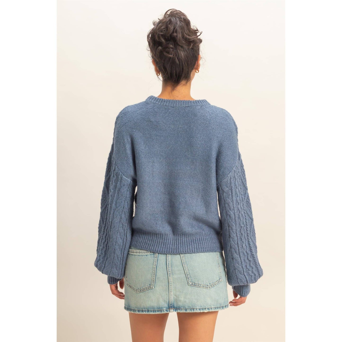 Cable Knit Balloon Sleeve Sweater