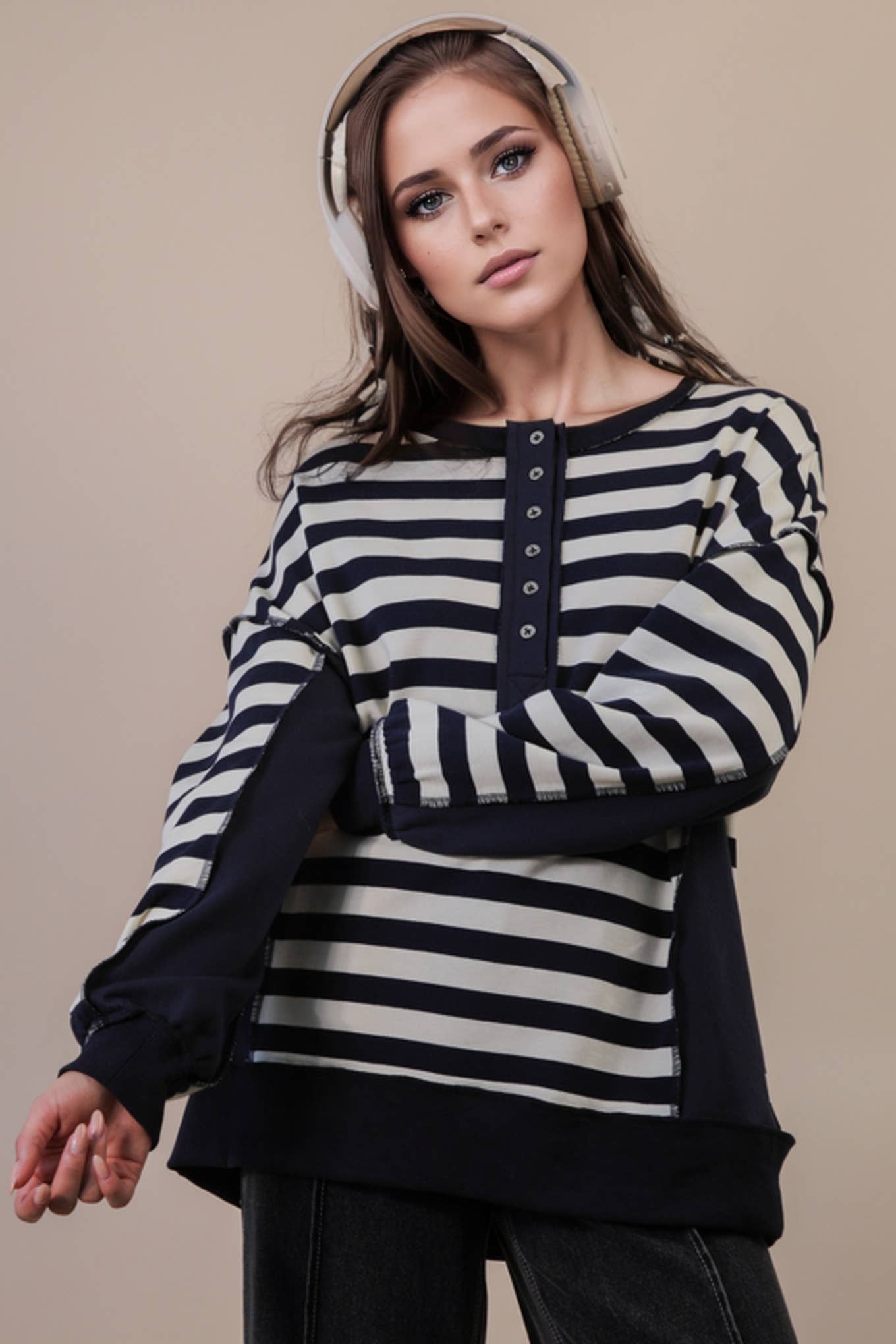 Oversized Striped Rugby Top
