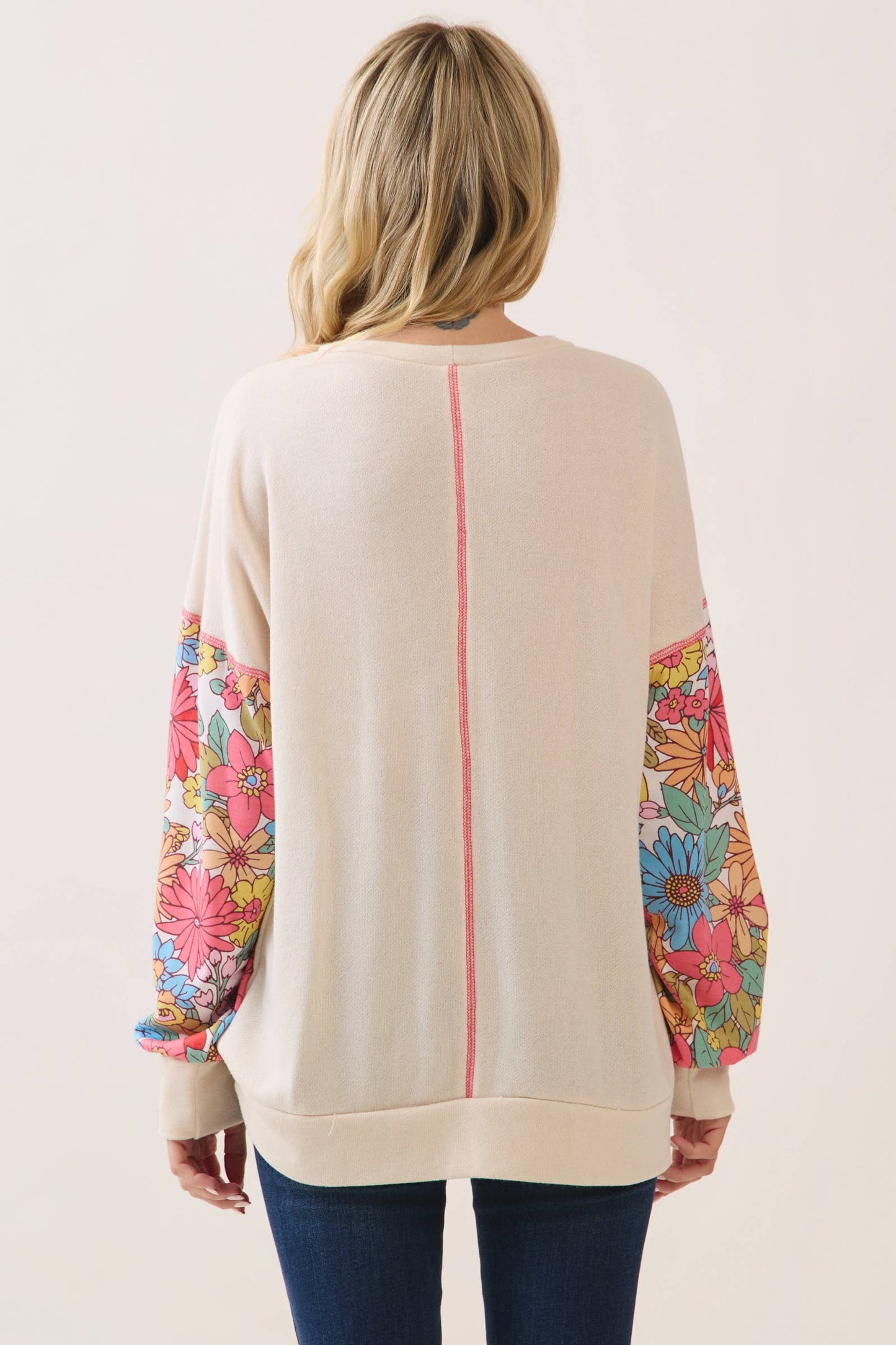 Floral Sleeve Pullover