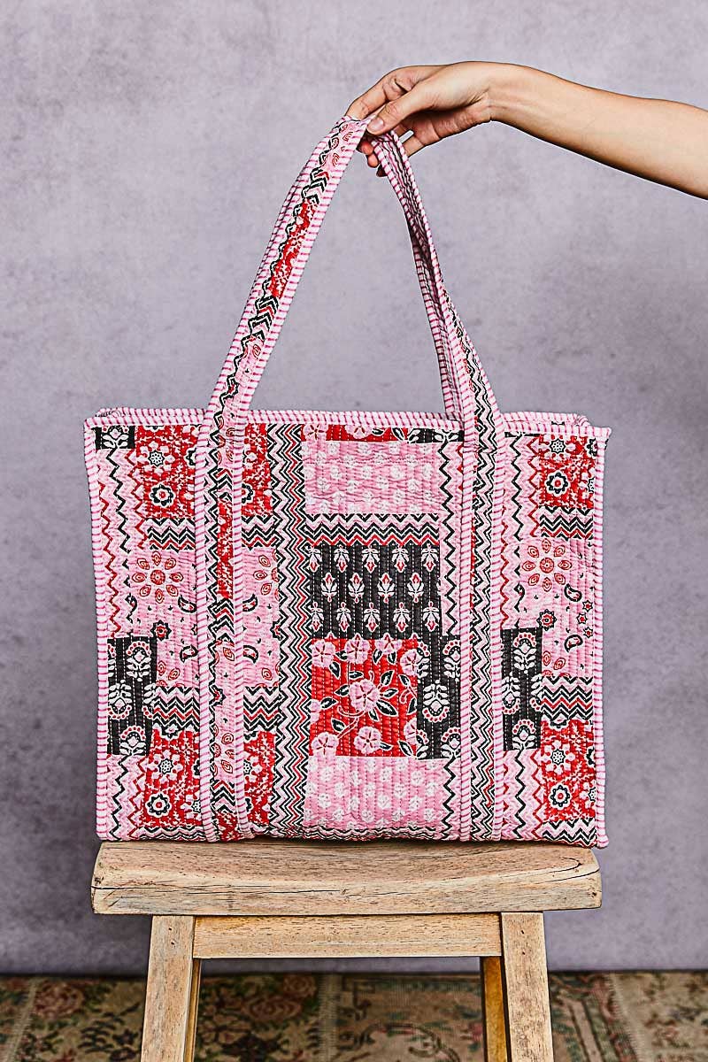 Quilted Woven Bohemian Tote Bag