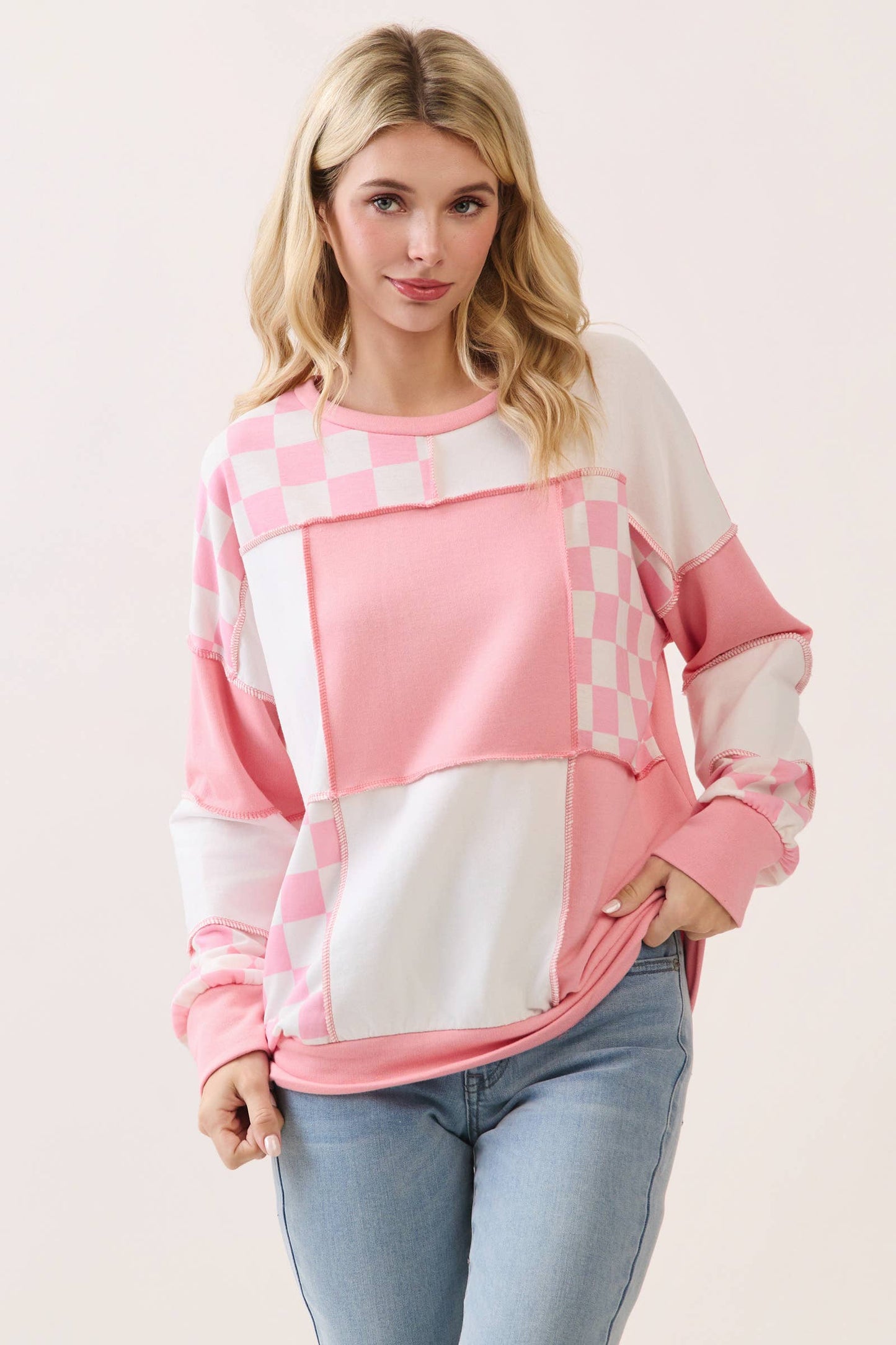 Pink Checker Pullover
