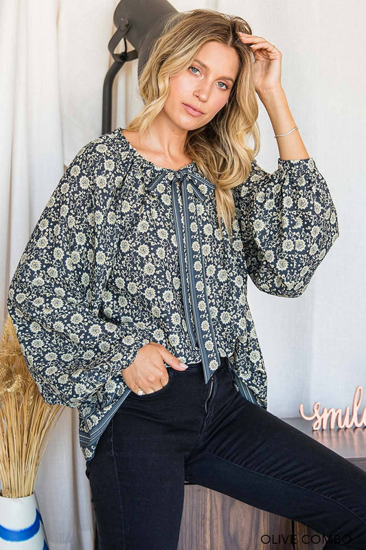 Renea Olive Long Sleeve Top