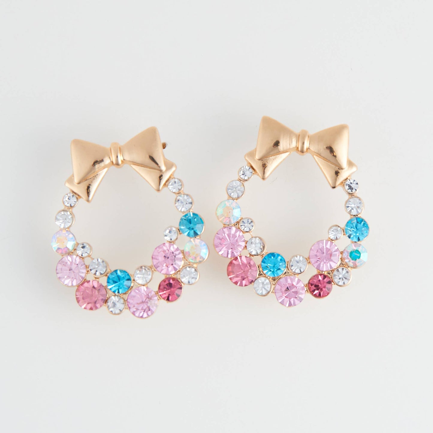 Holiday Pastel Christmas Wreath Drop Earrings
