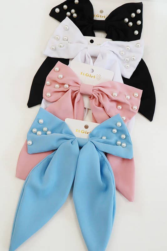 Pearl Beaded Bow Clips