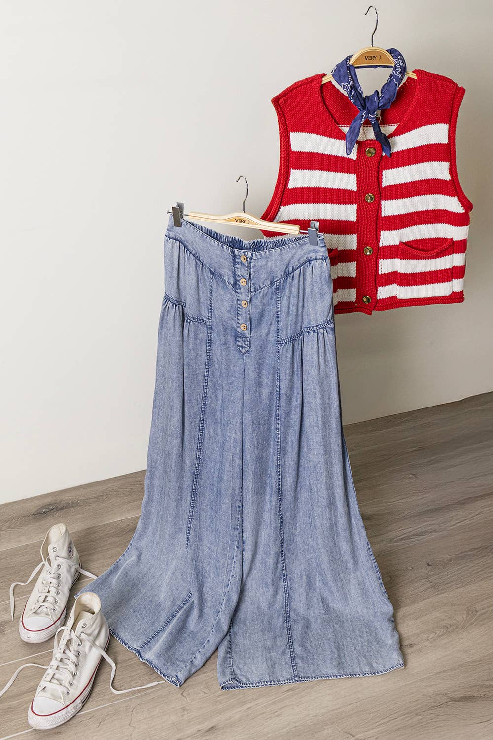 Mineral Washed Chambray Wide Pants