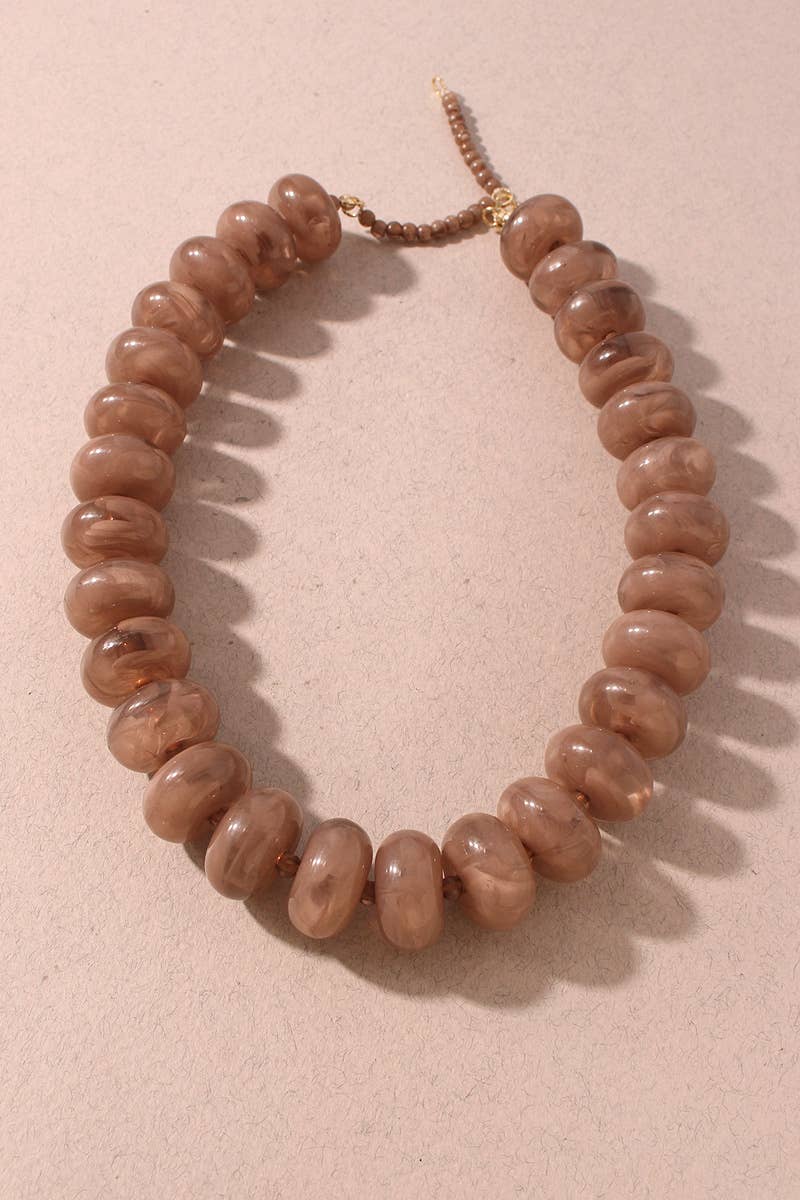 Chunky Marbled Resin Disc Beaded Necklace