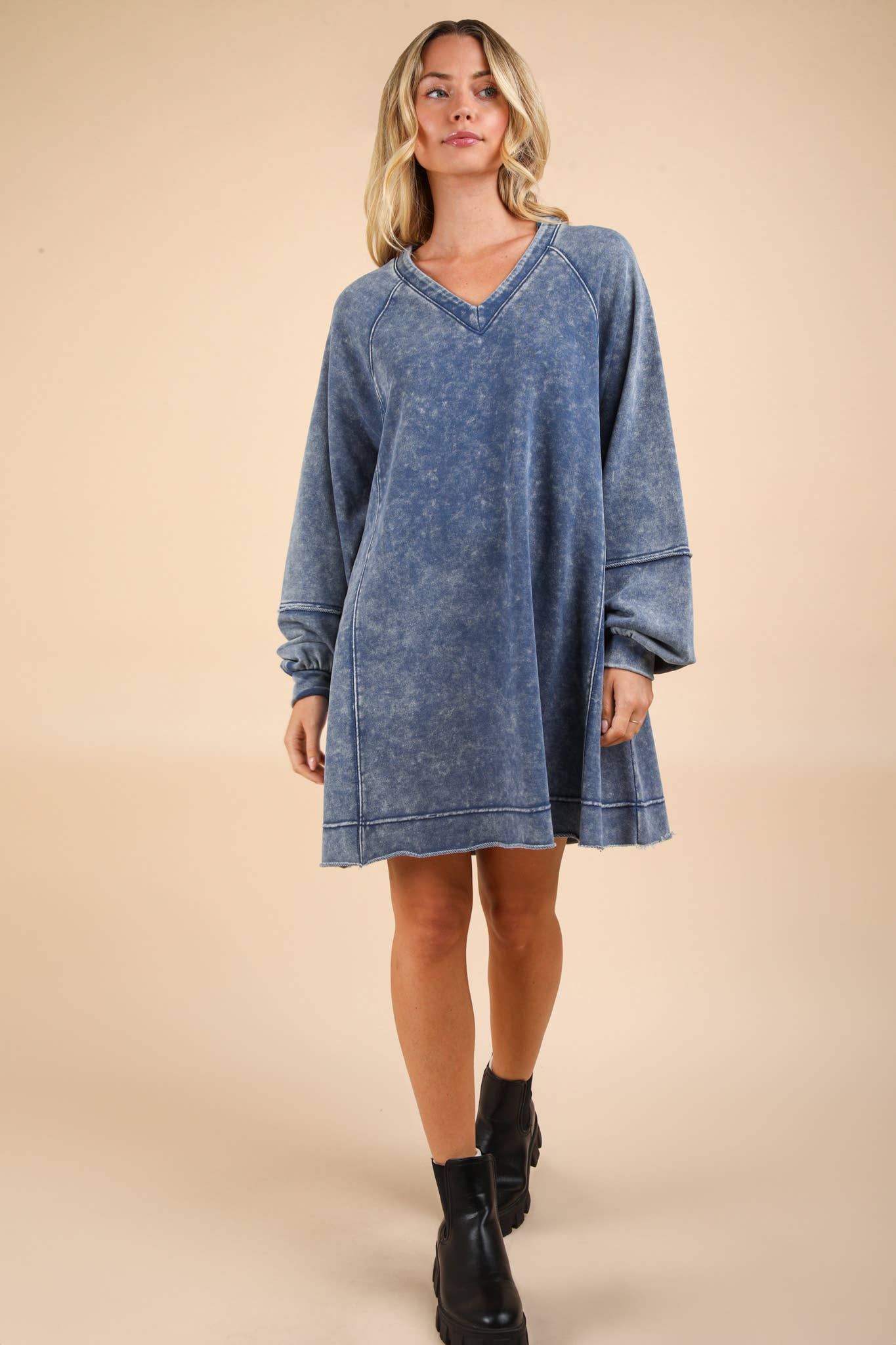 Mineral Washed Oversized Mini Dress