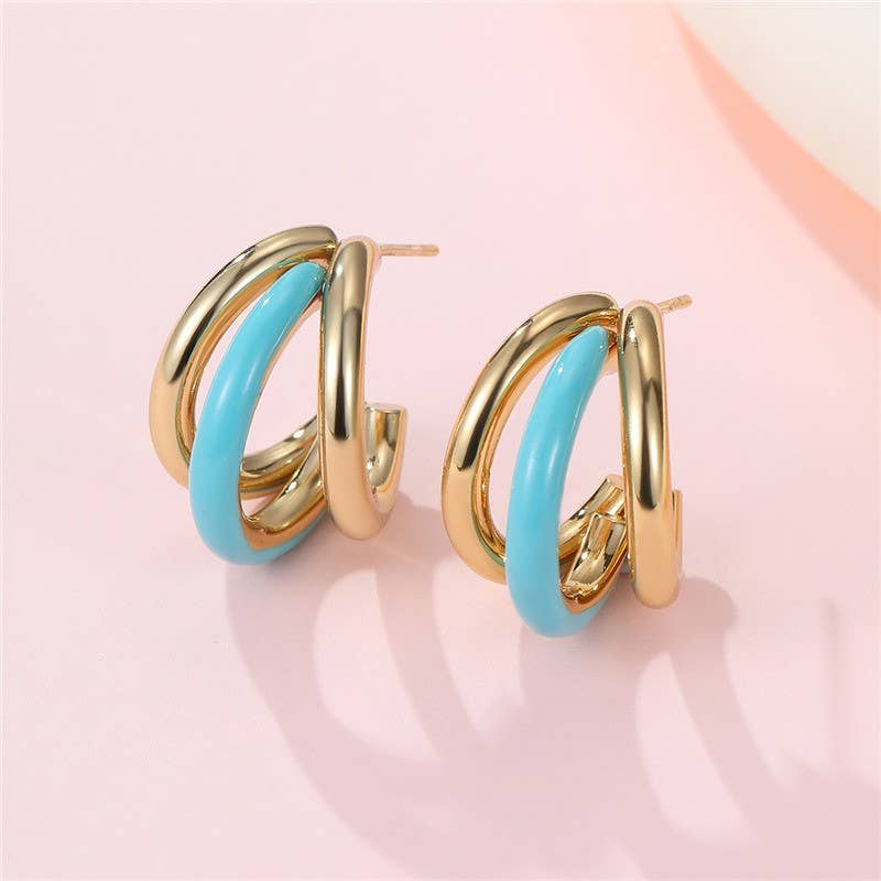 18K Waterproof Pink Hoops