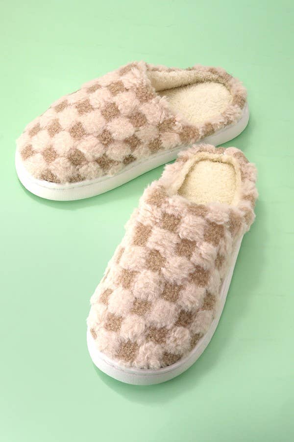 Plush Checker Slippers