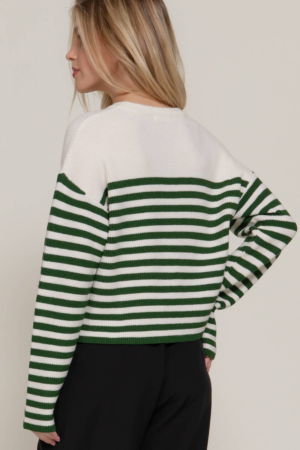 Pearl Bow Striped Sweater