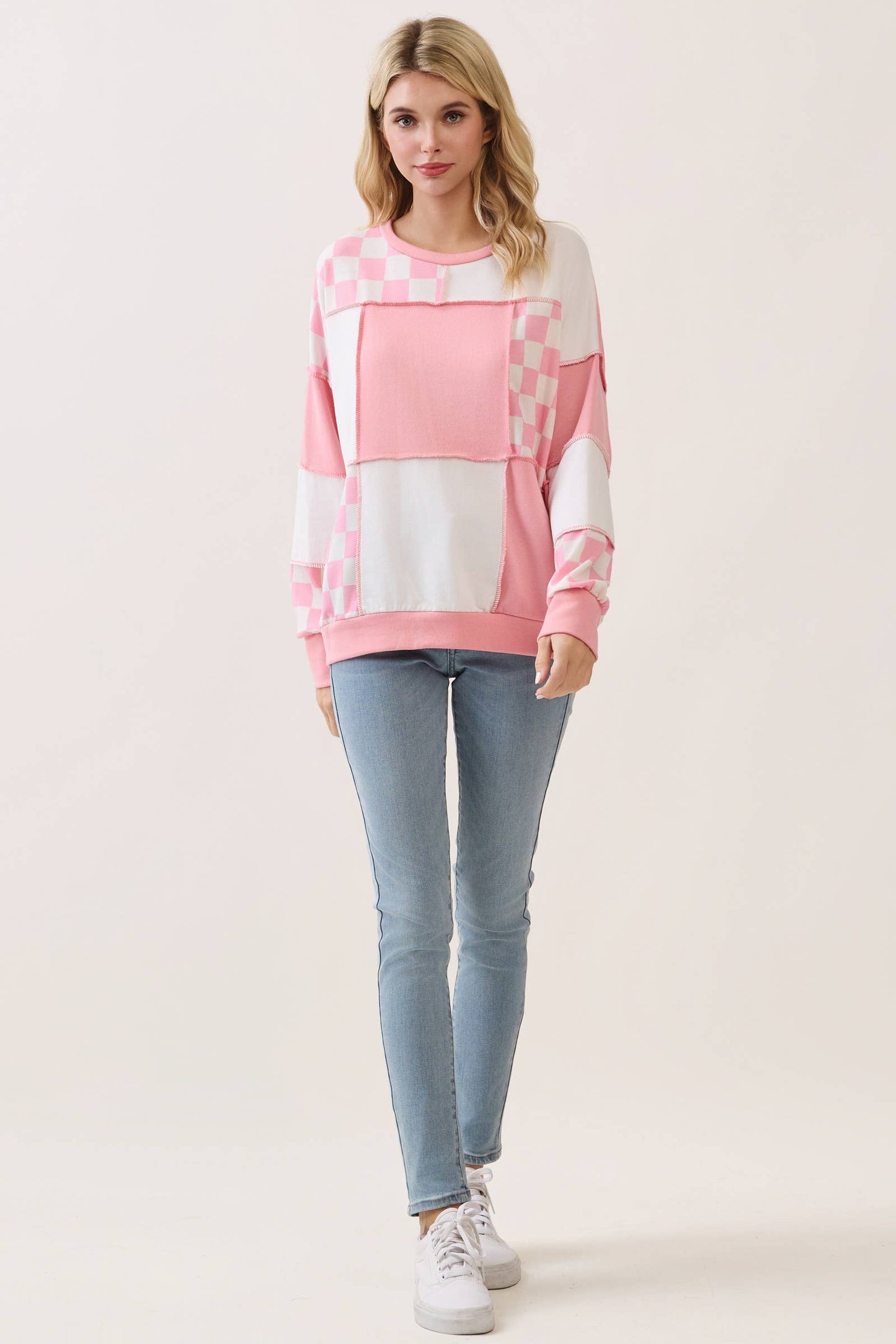 Pink Checker Pullover