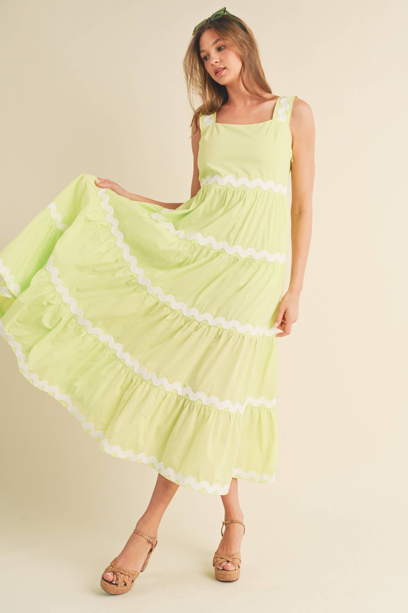 Ric Rac Trim Midi Dress