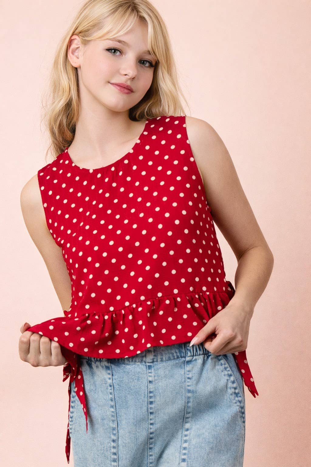 Olivia Side Tie Dot Top