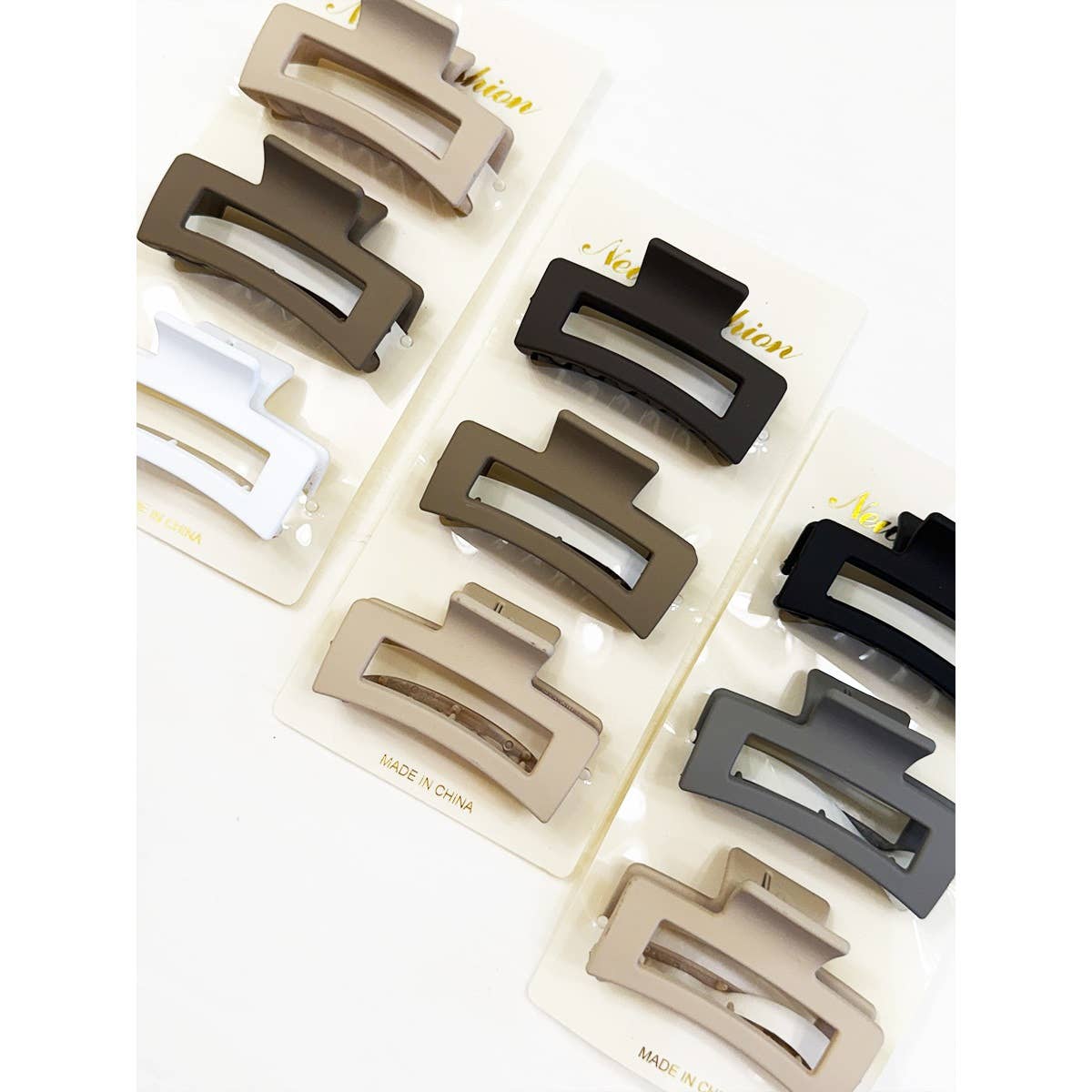 Neutral Mini Rectangle Hair Clip Set