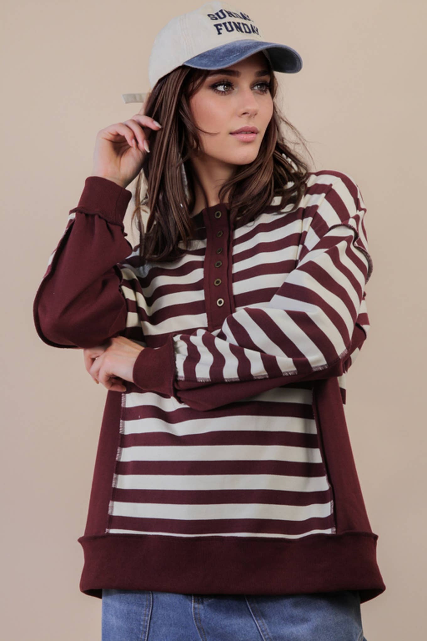 Oversized Striped Rugby Top