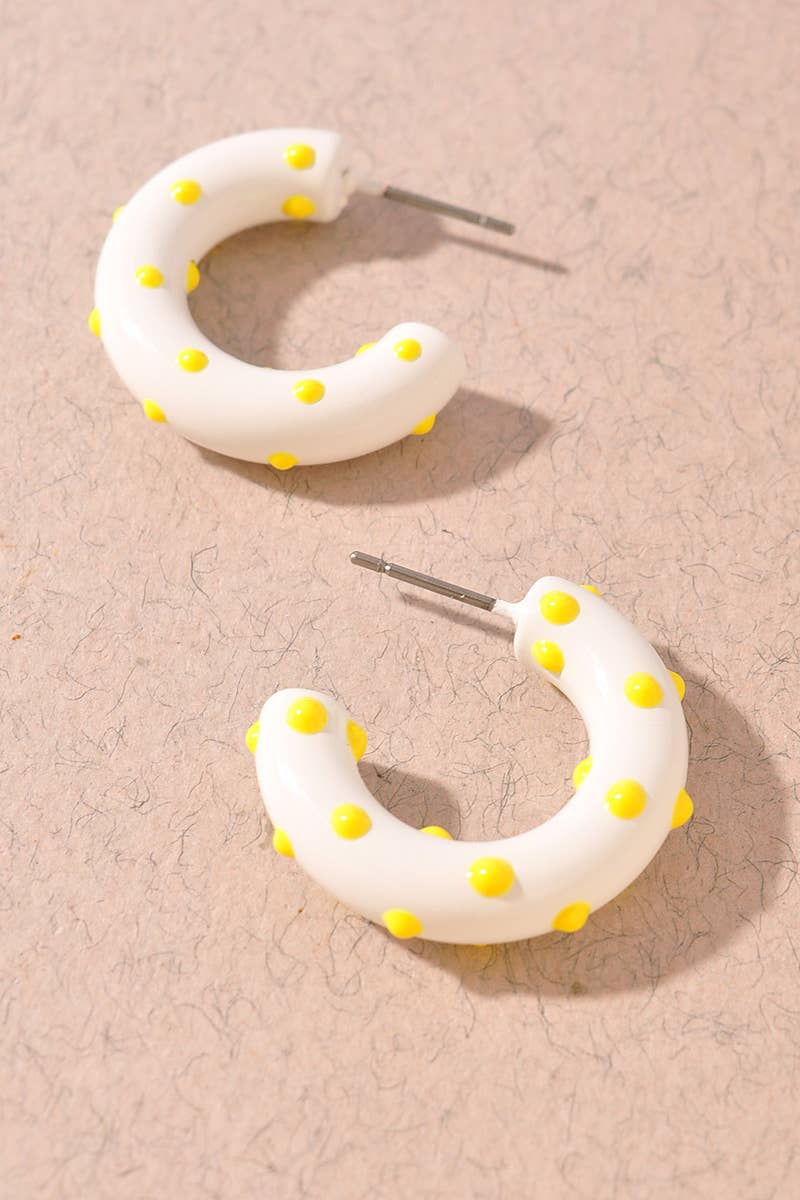 Polka Dot Resin Hoop Earrings