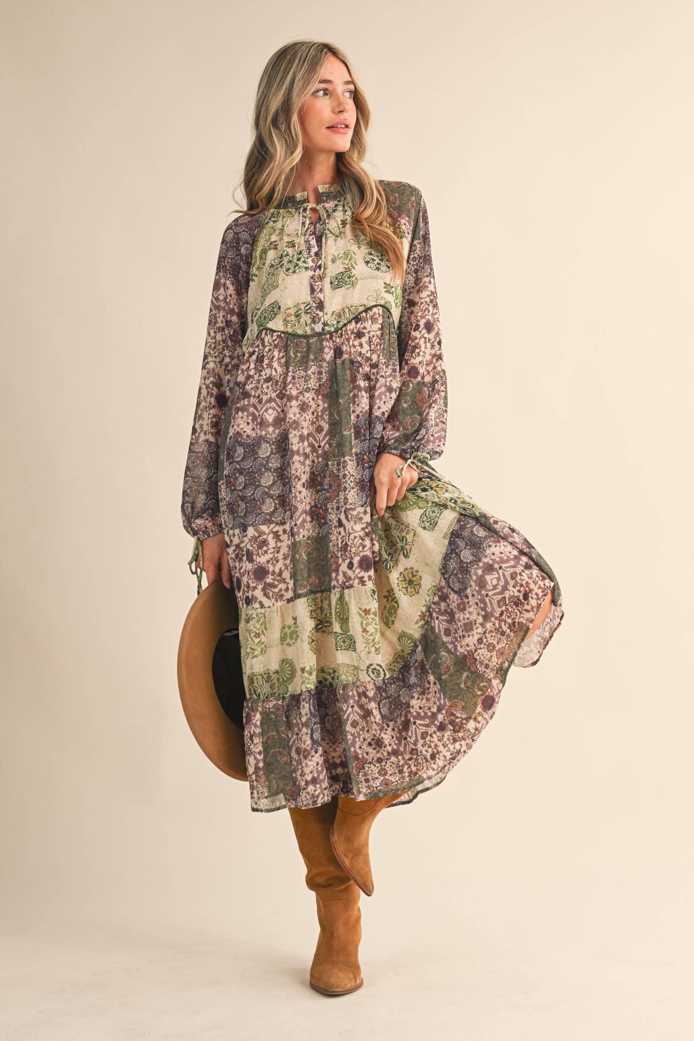 Patchwork Midi Dress