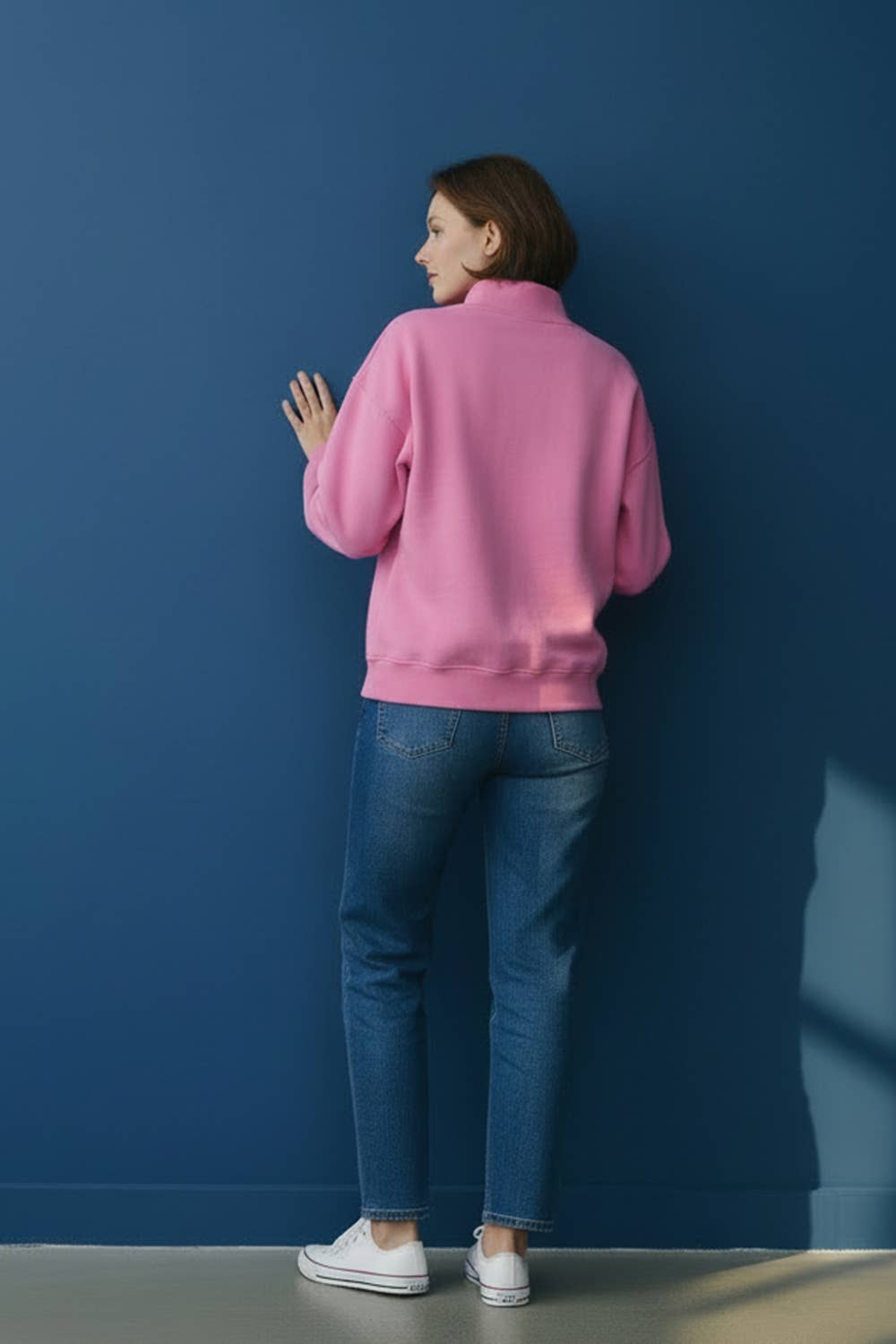 You Are Exactly Where You Need To Be/Life Is Good Reversible Graphic Mock-Neck Crop Sweatshirt