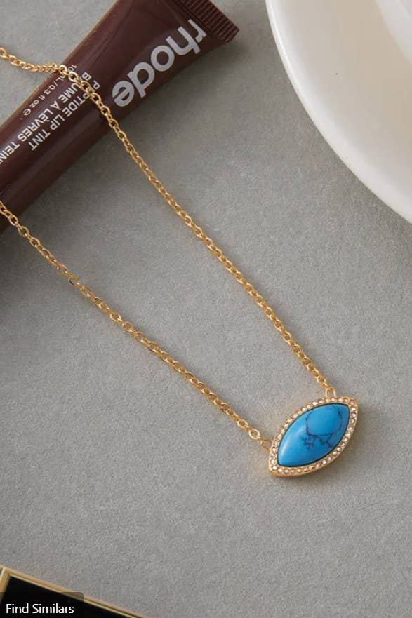 Waterproof Blue Stone Necklace