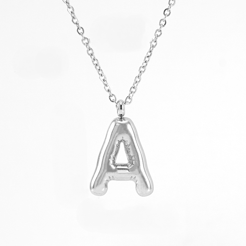 Silver Bubble Initial Necklace