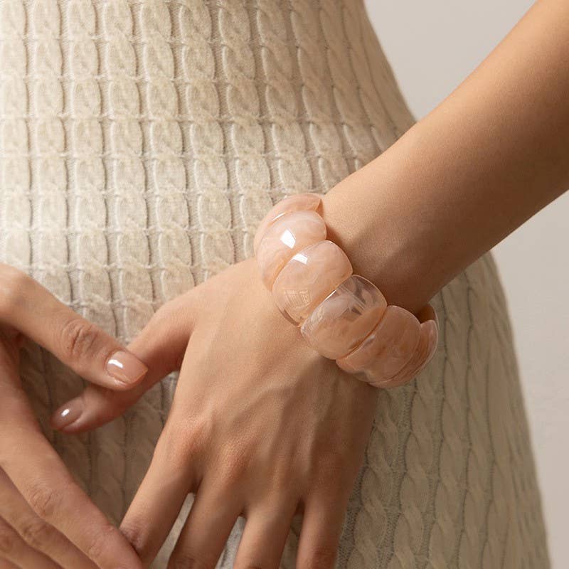 Color-Block Acrylic Stretch Cord Bracelet