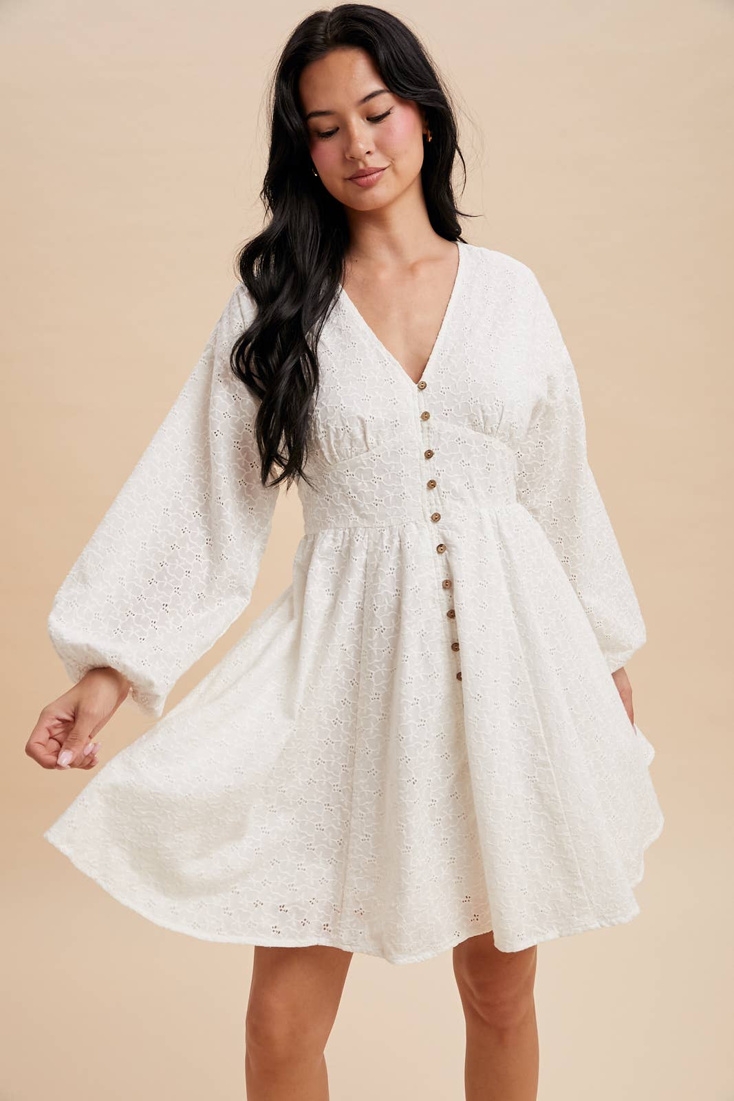 Ella Eyelet Button Down Dress