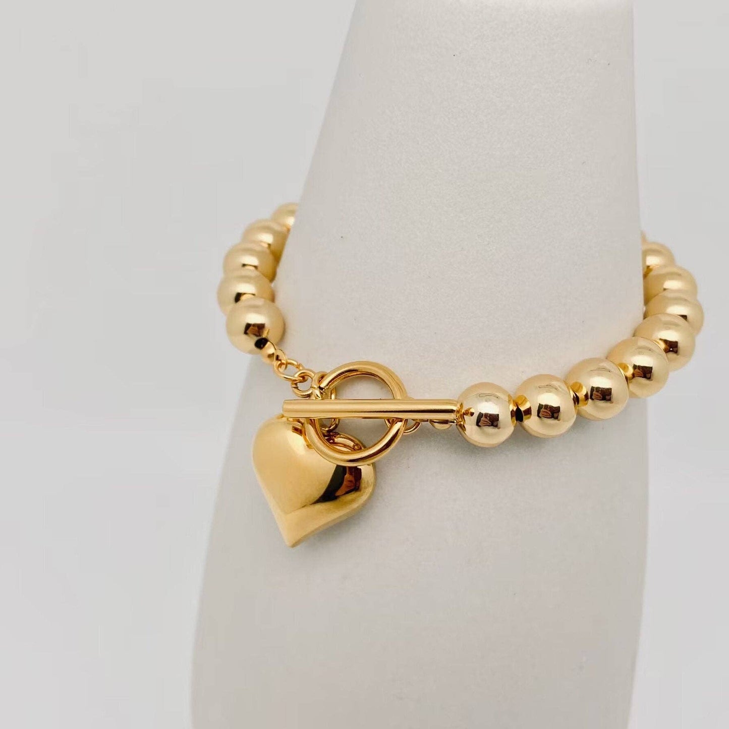 Heart Charm 18K Gold Plated Chain Bracelet