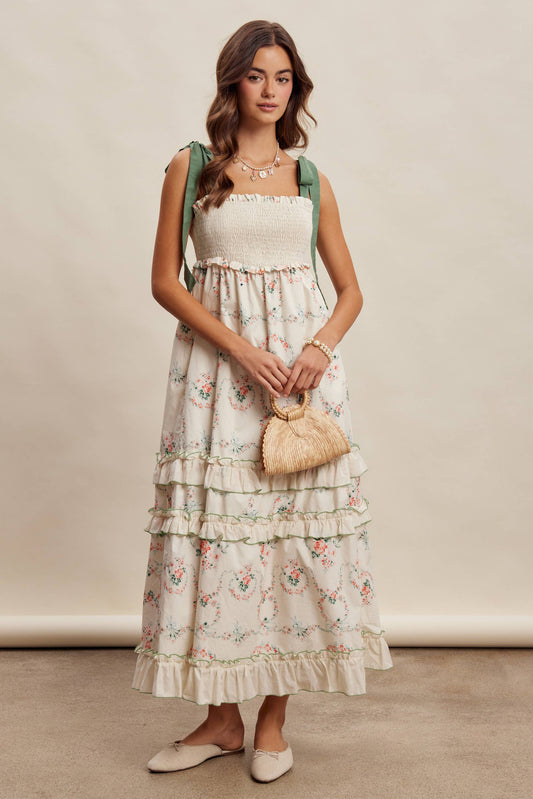 Tea Party Floral Midi Dress