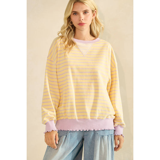 Striped Knit Long Sleeve Top